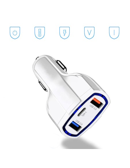 Automobilinis pakrovėjas 2xUSB ir USB C juodas