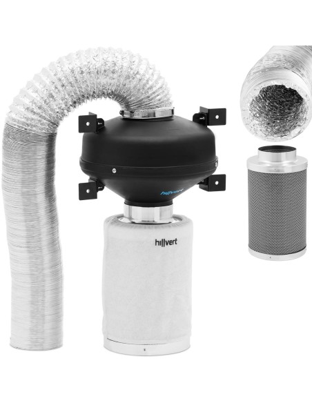 Ventiliacijos komplektas ventiliatoriaus anglies filtras 30 cm vėdinimo vamzdžio sk. 100mm 10m Ventiliacijos komplektas ventiliatoriaus anglies filtras 30 cm vėdinimo vamzdžio sk. 100mm 10m