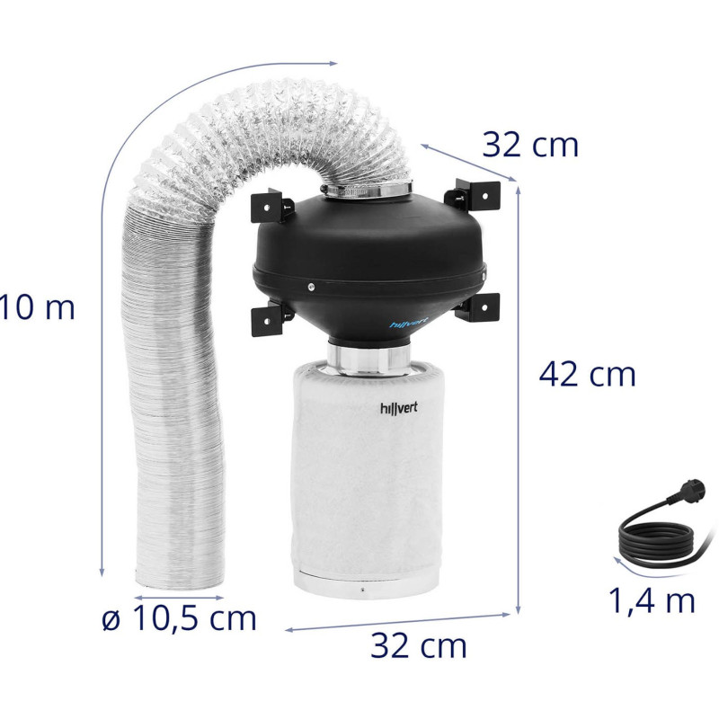 Ventiliacijos komplektas ventiliatoriaus anglies filtras 30 cm vėdinimo vamzdžio sk. 100mm 10m
