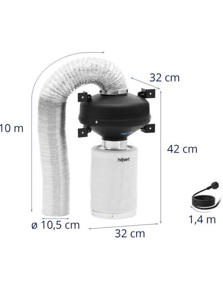 Ventiliacijos komplektas ventiliatoriaus anglies filtras 30 cm vėdinimo vamzdžio sk. 100mm 10m Ventiliacijos komplektas ventiliatoriaus anglies filtras 30 cm vėdinimo vamzdžio sk. 100mm 10m