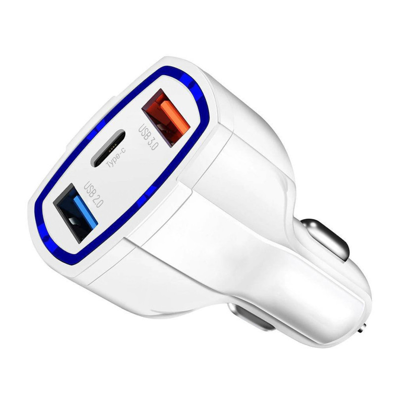 Automobilinis pakrovėjas 2xUSB ir USB C juodas
