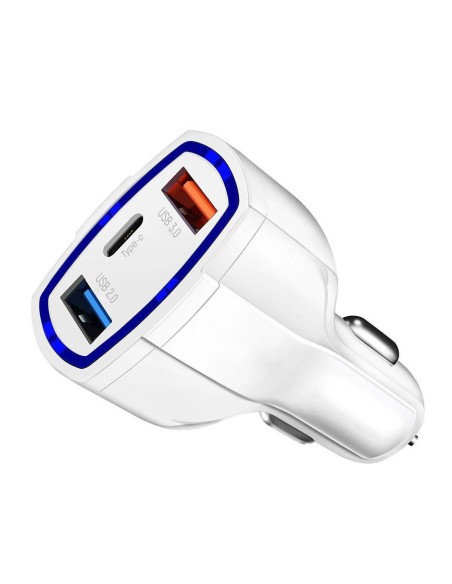 Automobilinis pakrovėjas 2xUSB ir USB C juodas