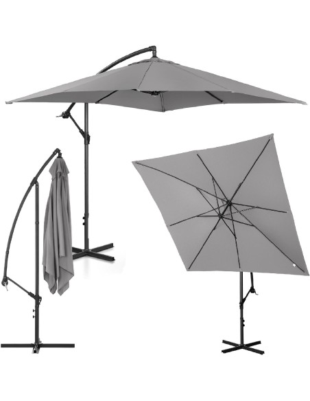 Kvadratinis konsolinis skėtis 250 x 250 cm tamsiai pilkas Kvadratinis konsolinis skėtis 250 x 250 cm tamsiai pilkas
