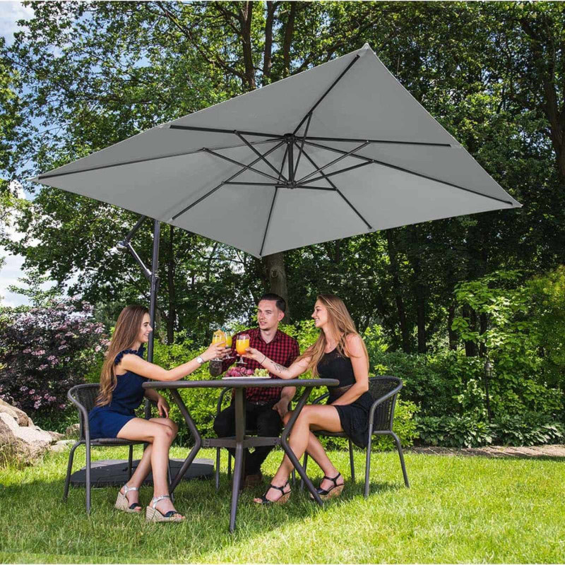 Kvadratinis konsolinis skėtis 250 x 250 cm tamsiai pilkas