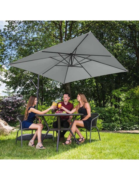 Kvadratinis konsolinis skėtis 250 x 250 cm tamsiai pilkas Kvadratinis konsolinis skėtis 250 x 250 cm tamsiai pilkas