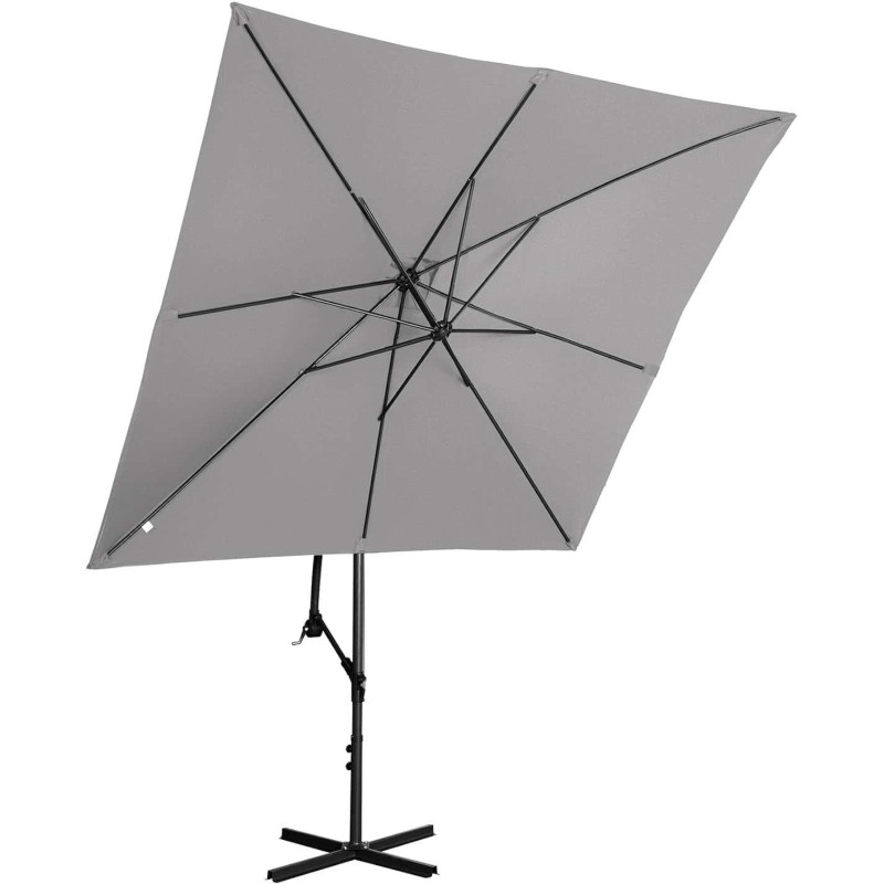 Kvadratinis konsolinis skėtis 250 x 250 cm tamsiai pilkas