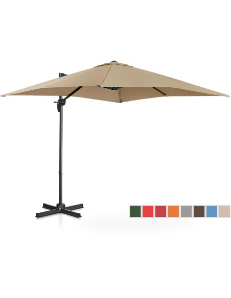 Šoninis sodo skėtis ant kvadratinio stulpo 250 x 250 cm pilkai rudas Šoninis sodo skėtis ant kvadratinio stulpo 250 x 250 cm pilkai rudas
