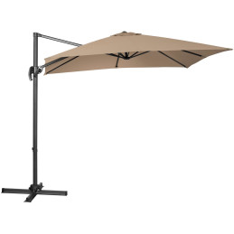 Šoninis sodo skėtis ant kvadratinio stulpo 250 x 250 cm pilkai rudas