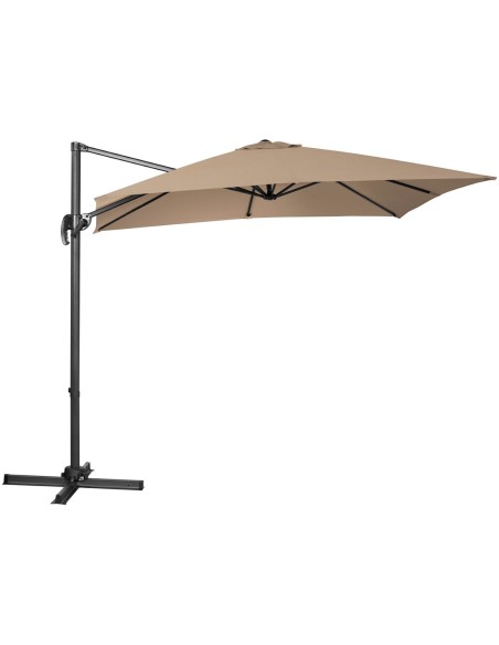 Šoninis sodo skėtis ant kvadratinio stulpo 250 x 250 cm pilkai rudas Šoninis sodo skėtis ant kvadratinio stulpo 250 x 250 cm pilkai rudas