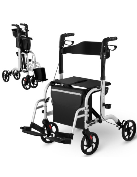 Reabilitacinė vaikštynė 2 viename su vežimėlio funkcija, sulankstoma su krepšiu iki 136 kg