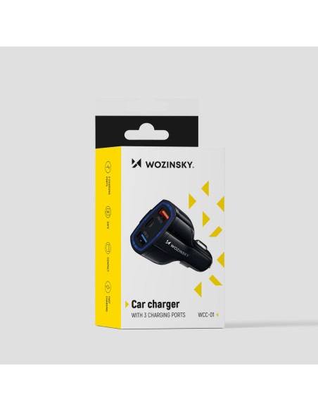 Automobilinis pakrovėjas 2xUSB ir USB C juodas