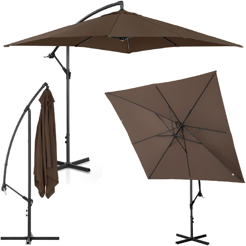 Kvadratinis konsolinis skėtis 250 x 250 cm rudas