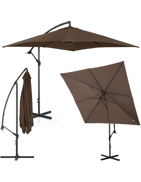 Kvadratinis konsolinis skėtis 250 x 250 cm rudas Kvadratinis konsolinis skėtis 250 x 250 cm rudas