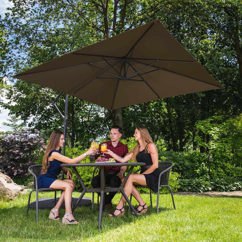 Kvadratinis konsolinis skėtis 250 x 250 cm rudas