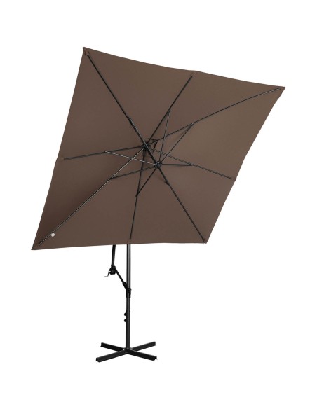 Kvadratinis konsolinis skėtis 250 x 250 cm rudas Kvadratinis konsolinis skėtis 250 x 250 cm rudas