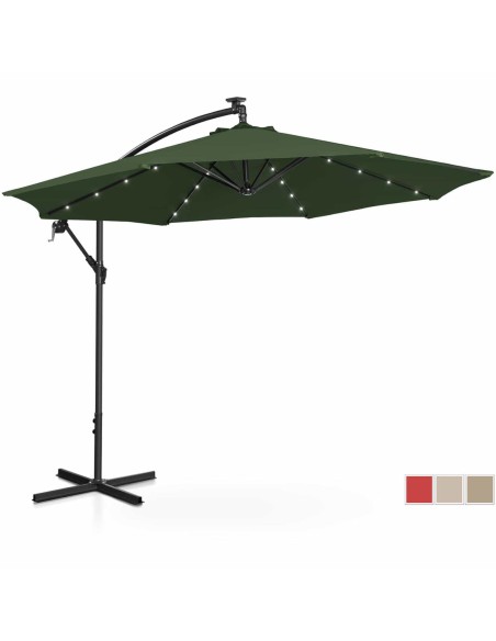 Sodo skėtis ant rankos, apvalus pakreipiamas su LED apšvietimu, sk. 300 cm žalia Sodo skėtis ant rankos, apvalus pakreipiamas su LED apšvietimu, sk. 300 cm žalia