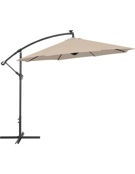 Sodo skėtis ant rankos, apvalus pakreipiamas su LED apšvietimu, sk. 300 cm kremas Sodo skėtis ant rankos, apvalus pakreipiamas su LED apšvietimu, sk. 300 cm kremas