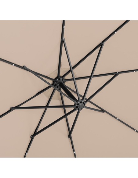 Sodo skėtis ant rankos, apvalus pakreipiamas su LED apšvietimu, sk. 300 cm kremas Sodo skėtis ant rankos, apvalus pakreipiamas su LED apšvietimu, sk. 300 cm kremas