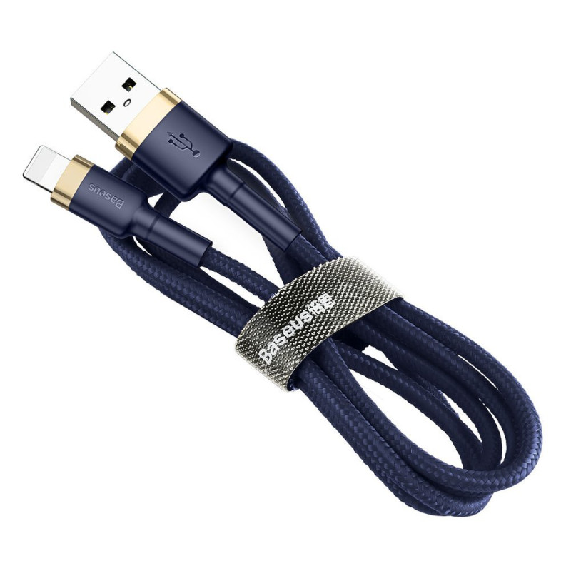 Patvarus nailoninis laidas USB laidas Iphone Lightning QC3.0 1.5A 2M mėlynas