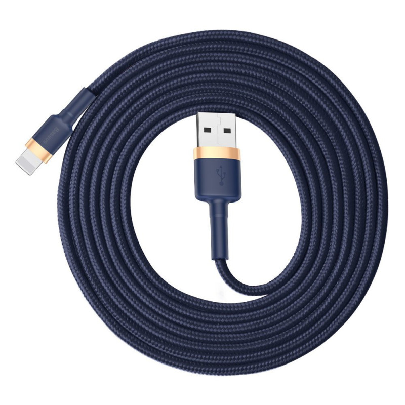 Patvarus nailoninis laidas USB laidas Iphone Lightning QC3.0 1.5A 2M mėlynas