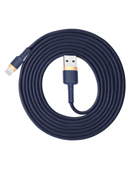Patvarus nailoninis laidas USB laidas Iphone Lightning QC3.0 1.5A 2M mėlynas Patvarus nailoninis laidas USB laidas Iphone Lightning QC3.0 1.5A 2M mėlynas