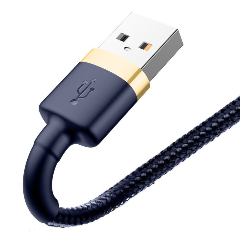 Patvarus nailoninis laidas USB laidas Iphone Lightning QC3.0 1.5A 2M mėlynas