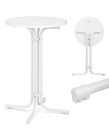 Baro stalas apvalus aukštas sulankstomas stalas, sk. 70 cm A 110 cm balta Baro stalas apvalus aukštas sulankstomas stalas, sk. 70 cm A 110 cm balta