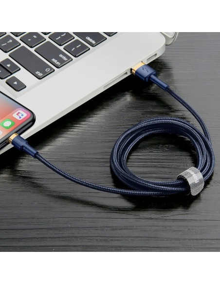 Patvarus nailoninis laidas USB laidas Iphone Lightning QC3.0 1.5A 2M mėlynas Patvarus nailoninis laidas USB laidas Iphone Lightning QC3.0 1.5A 2M mėlynas