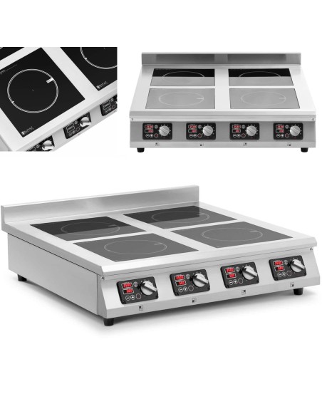 Indukcinė viryklė 4 degiklių stalviršio laikmatis 400 V 4 x 3500 W Indukcinė viryklė 4 degiklių stalviršio laikmatis 400 V 4 x 3500 W