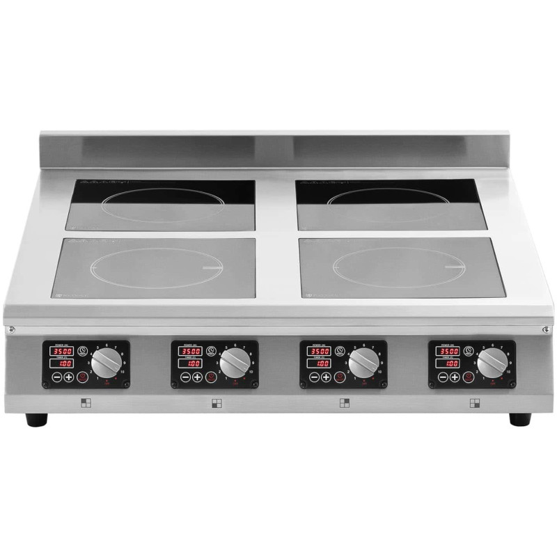 Indukcinė viryklė 4 degiklių stalviršio laikmatis 400 V 4 x 3500 W