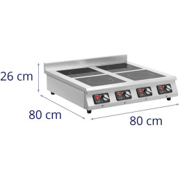 Indukcinė viryklė 4 degiklių stalviršio laikmatis 400 V 4 x 3500 W