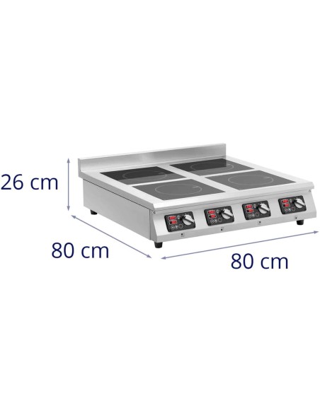 Indukcinė viryklė 4 degiklių stalviršio laikmatis 400 V 4 x 3500 W Indukcinė viryklė 4 degiklių stalviršio laikmatis 400 V 4 x 3500 W