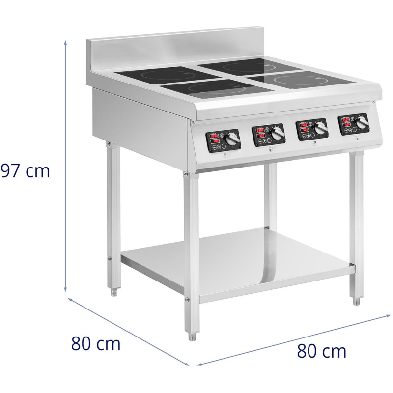 4 degiklių atviro pagrindo indukcinė viryklė 400 V 4 x 3500 W