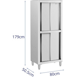 Nerūdijančio plieno virtuvės spinta su stumdomomis durimis 120 kg 80 x 50 x 180 cm