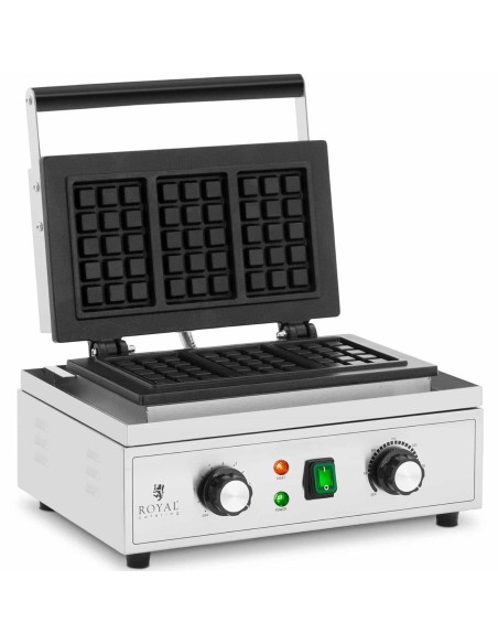 Stačiakampė vaflinė 3 belgiškiems vafliams TEFLON 1500 W Stačiakampė vaflinė 3 belgiškiems vafliams TEFLON 1500 W
