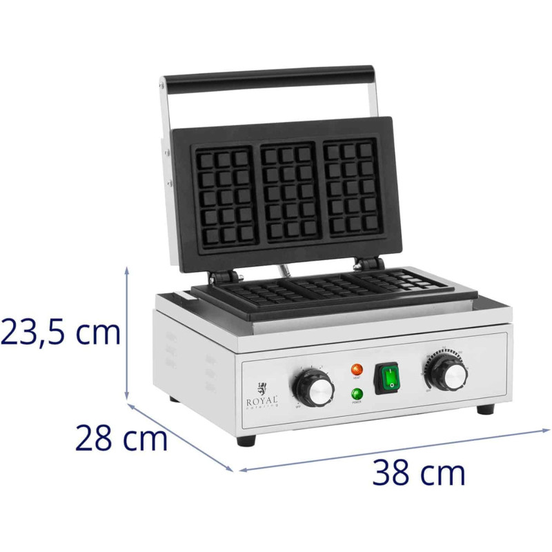 Stačiakampė vaflinė 3 belgiškiems vafliams TEFLON 1500 W