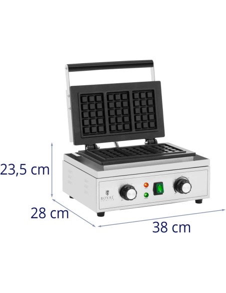 Stačiakampė vaflinė 3 belgiškiems vafliams TEFLON 1500 W Stačiakampė vaflinė 3 belgiškiems vafliams TEFLON 1500 W