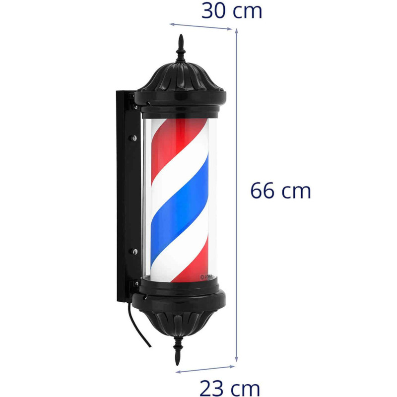 Šviečianti kirpėjo kirpėjo iškaba, rotacinis laukas, 38 cm - juodas