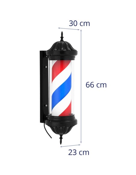 Šviečianti kirpėjo kirpėjo iškaba, rotacinis laukas, 38 cm - juodas Šviečianti kirpėjo kirpėjo iškaba, rotacinis laukas, 38 cm - juodas