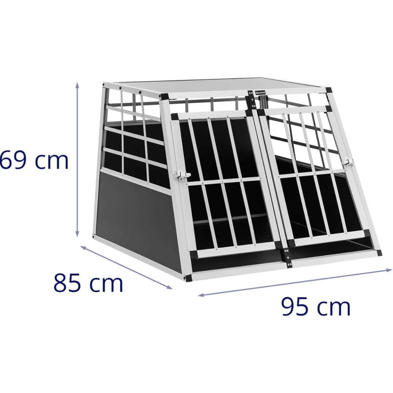 Trapecijos formos metalinis narvas šunims vežti 85 x 95 x 69 cm