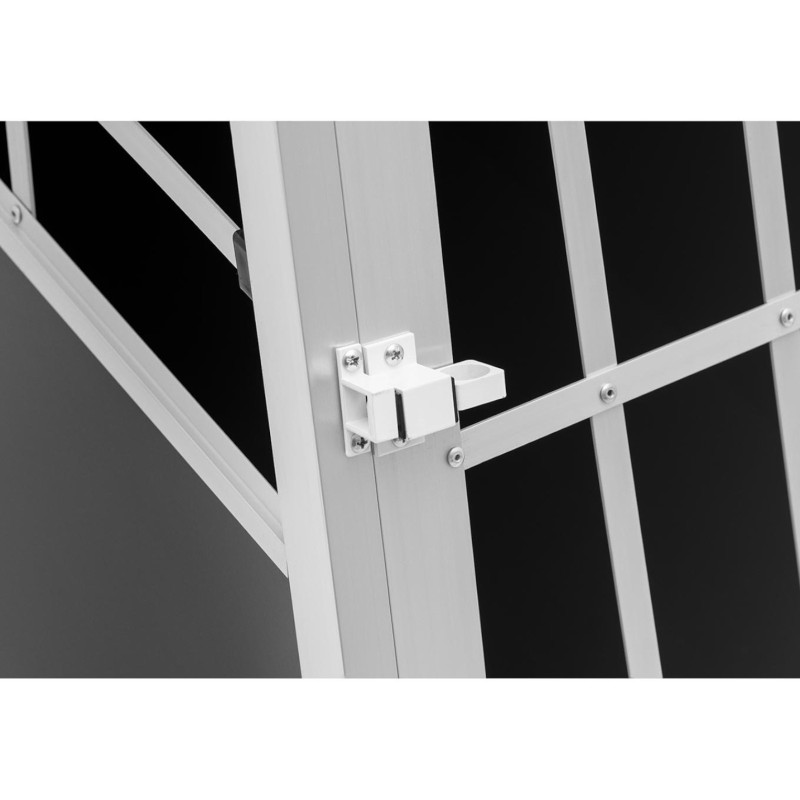 Trapecijos formos metalinis narvas šunims vežti su pertvara 95 x 85 x 70 cm