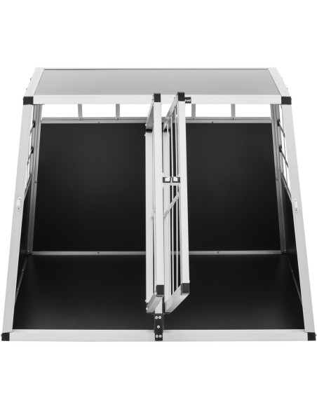 Trapecijos formos metalinis narvas šunims vežti su pertvara 95 x 85 x 70 cm Trapecijos formos metalinis narvas šunims vežti su pertvara 95 x 85 x 70 cm