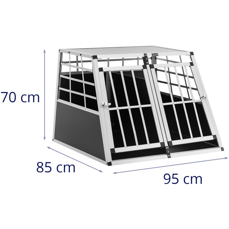 Trapecijos formos metalinis narvas šunims vežti su pertvara 95 x 85 x 70 cm