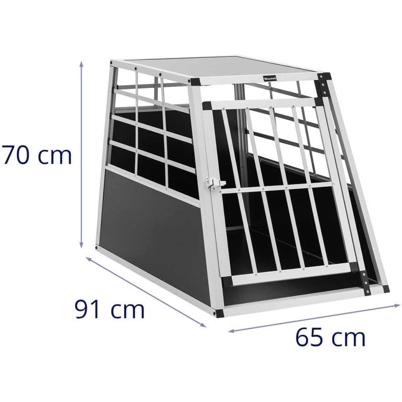 Trapecijos formos metalinis narvas šunims vežti 91 x 65 x 70 cm