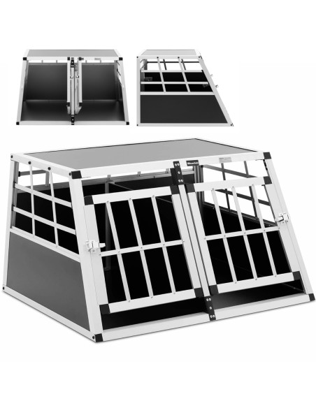 Trapecijos formos metalinis narvas šunims vežti su pertvara 70 x 90 x 50 cm Trapecijos formos metalinis narvas šunims vežti su pertvara 70 x 90 x 50 cm