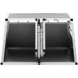 Trapecijos formos metalinis narvas šunims vežti su pertvara 70 x 90 x 50 cm