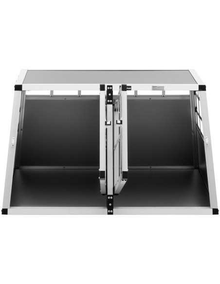 Trapecijos formos metalinis narvas šunims vežti su pertvara 70 x 90 x 50 cm Trapecijos formos metalinis narvas šunims vežti su pertvara 70 x 90 x 50 cm