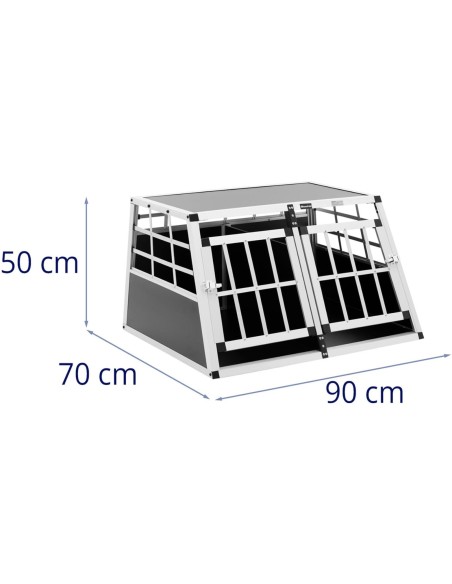 Trapecijos formos metalinis narvas šunims vežti su pertvara 70 x 90 x 50 cm Trapecijos formos metalinis narvas šunims vežti su pertvara 70 x 90 x 50 cm