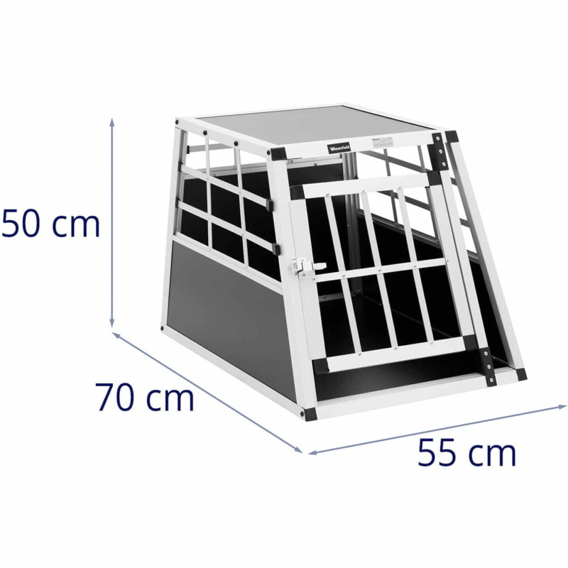 Trapecijos formos metalinis narvas šunims vežti 55 x 70 x 50 cm