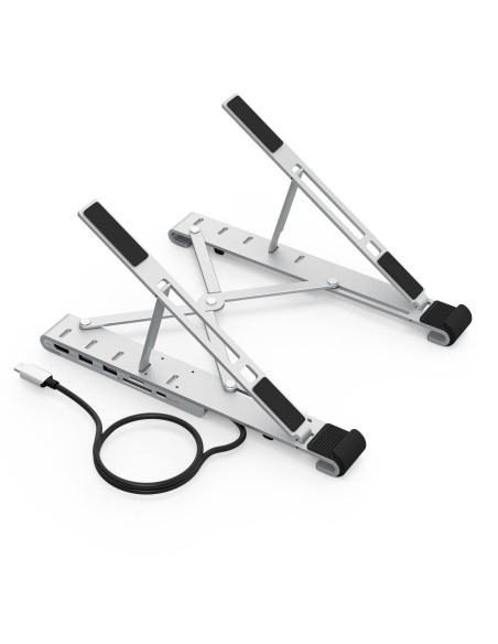 Stovas nešiojamam kompiuteriui PD USB-C HDMI 2xUSB-A 1xUSB-C 1xSD 1xTF juodas Stovas nešiojamam kompiuteriui PD USB-C HDMI 2xUSB-A 1xUSB-C 1xSD 1xTF juodas